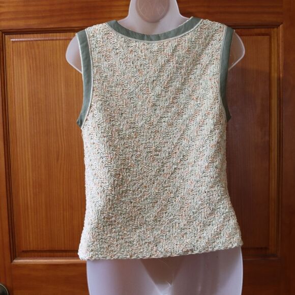 Marilena Chicago Pastel Knit Tank Top Large Green Trim Vintage Y2K Romania - Picture 4 of 10